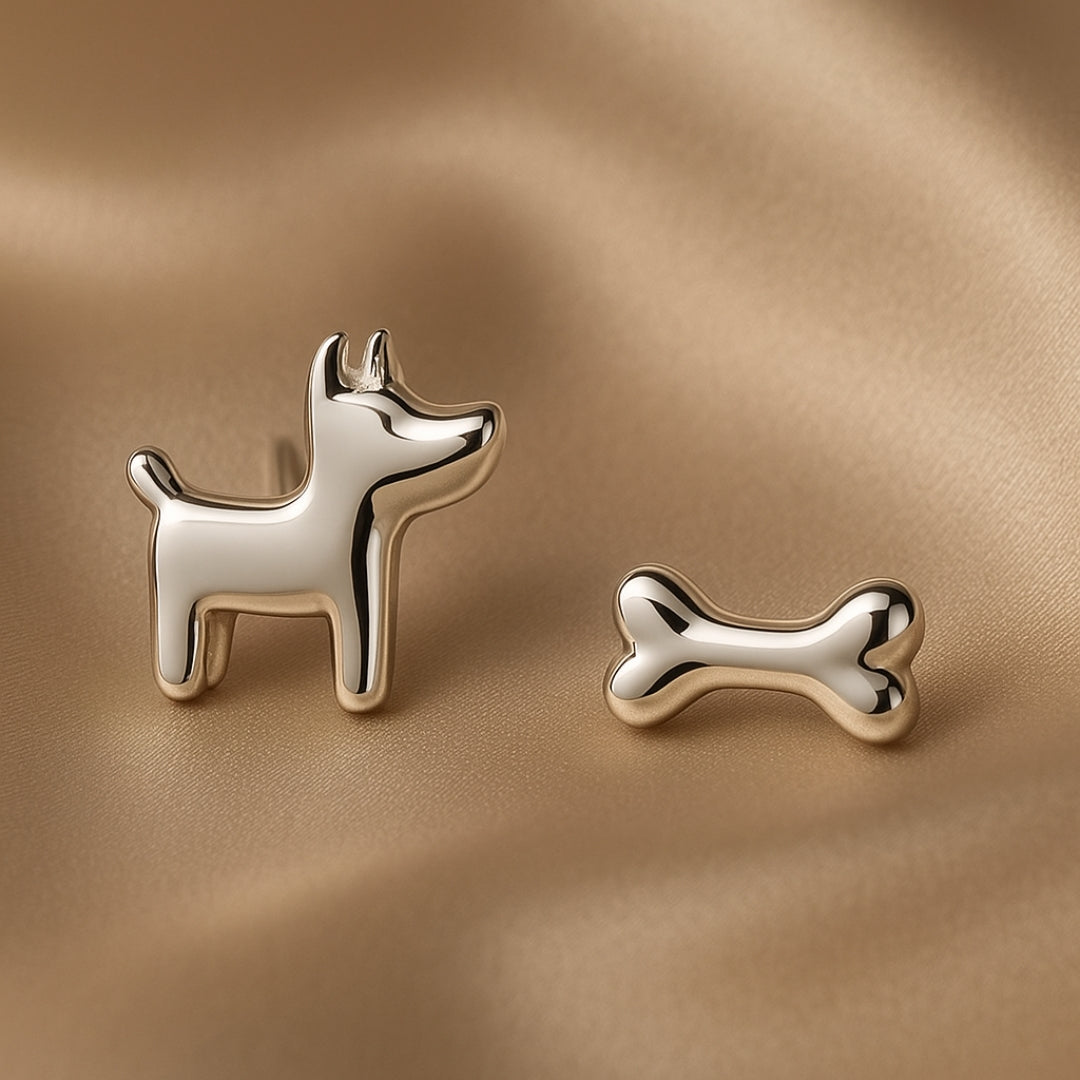 Dog & Bone Stud Earrings