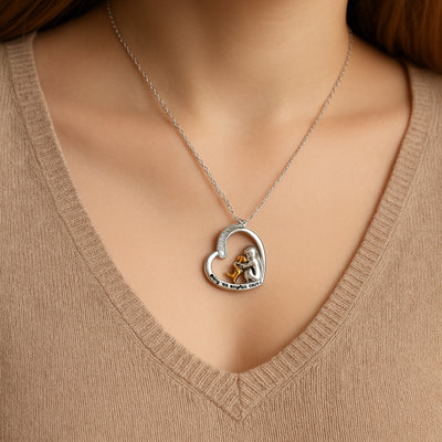 925 Silver Necklace with Heart & Dog Motif