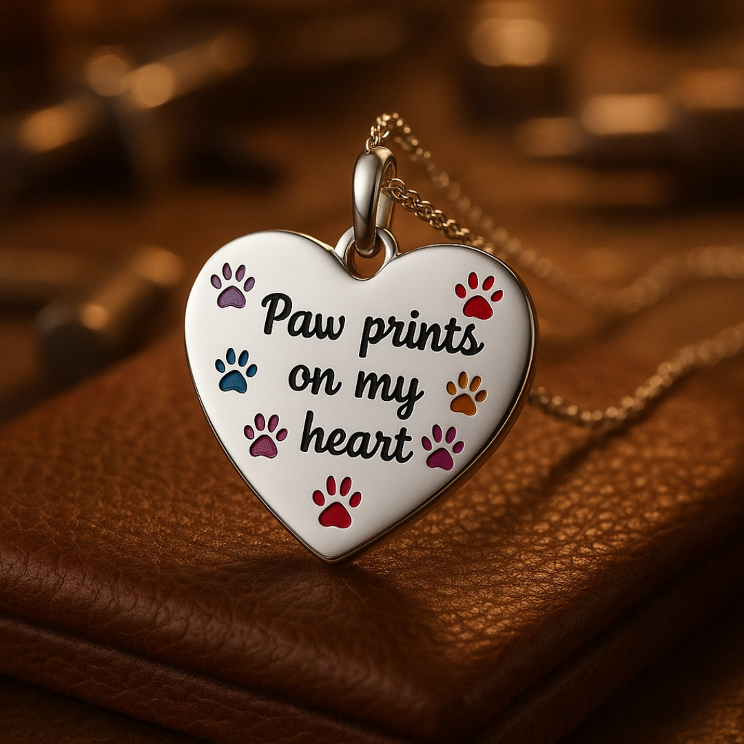 Paw Prints On My Heart Necklace