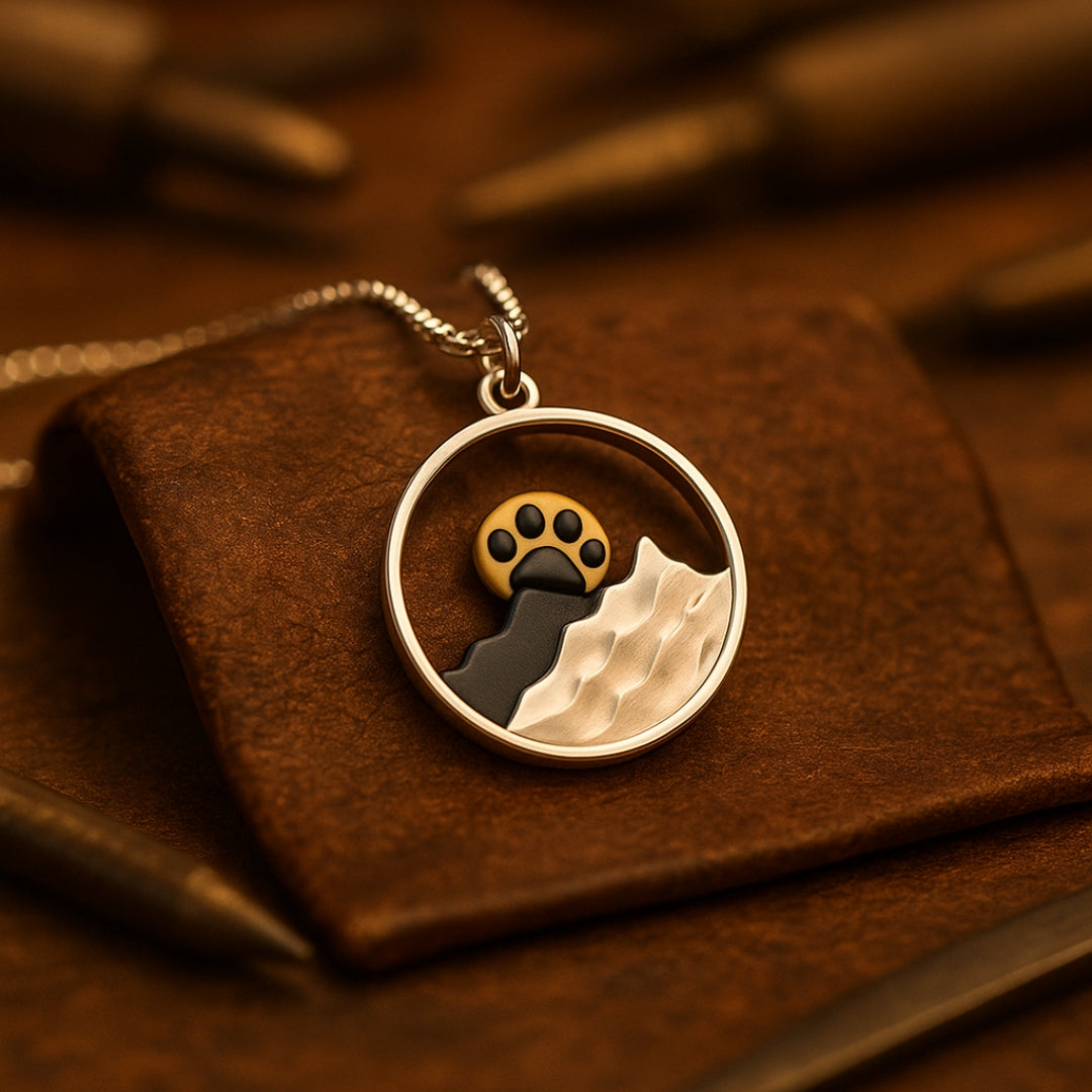 Paw Sunrise Mountain Necklace