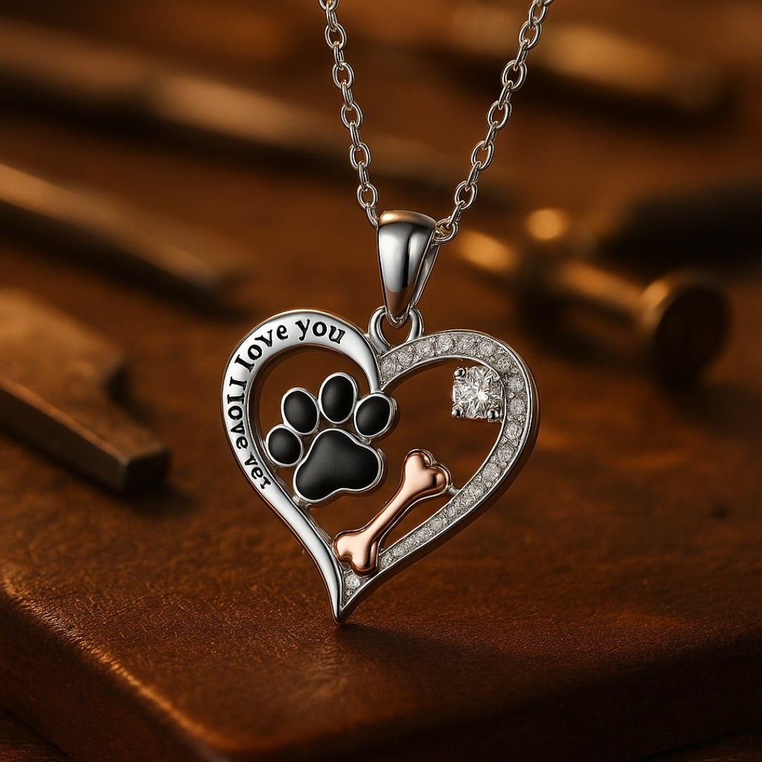 Bright Black Paw Love Necklace