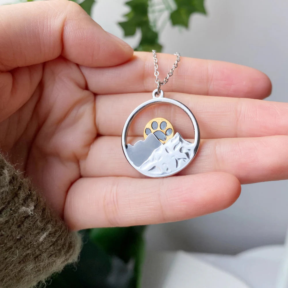 Paw Sunrise Mountain Necklace