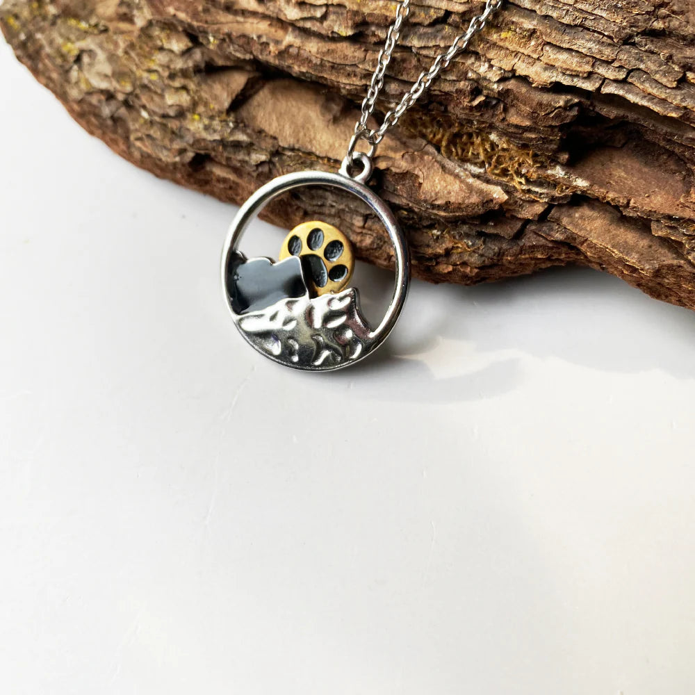 Paw Sunrise Mountain Necklace