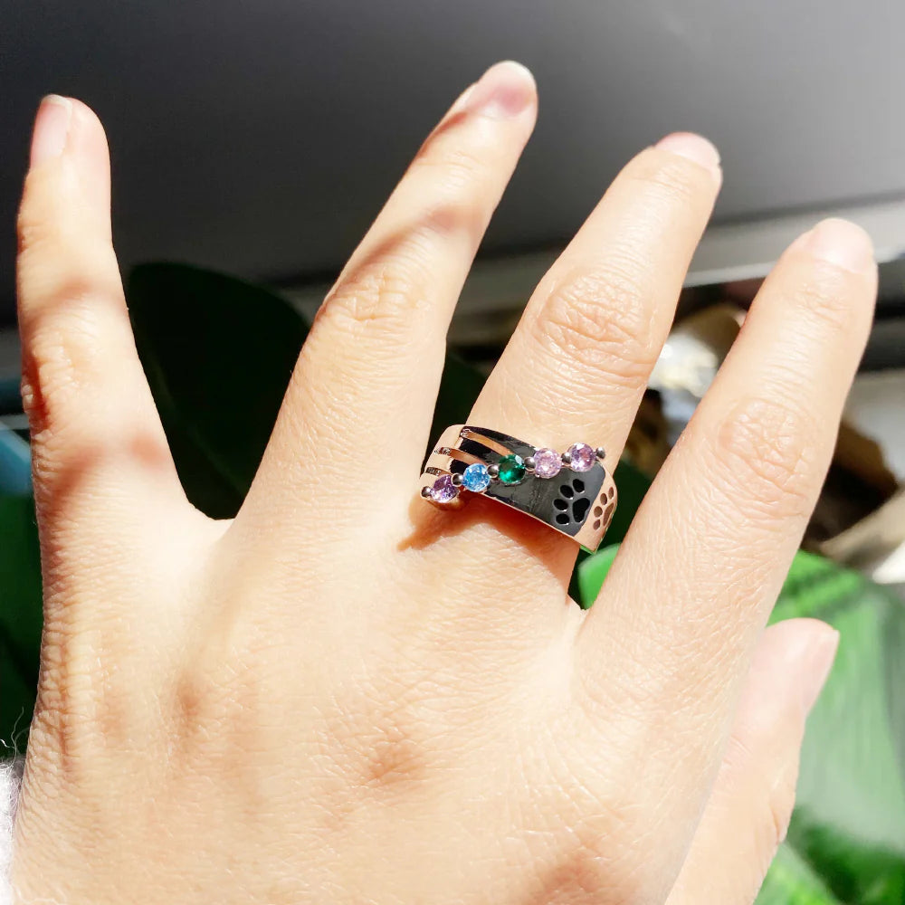 Paw Steps Rainbow Ring