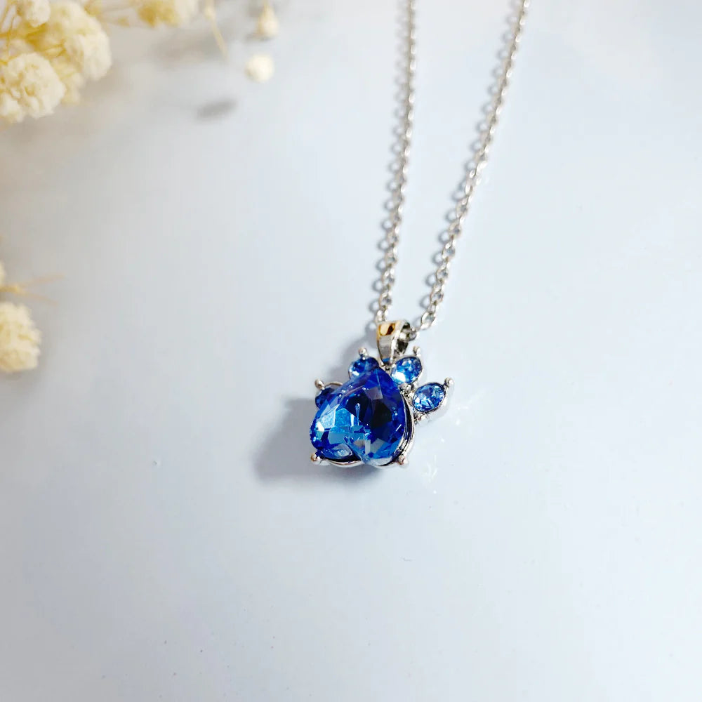 Paw Print Birthstone Necklaces