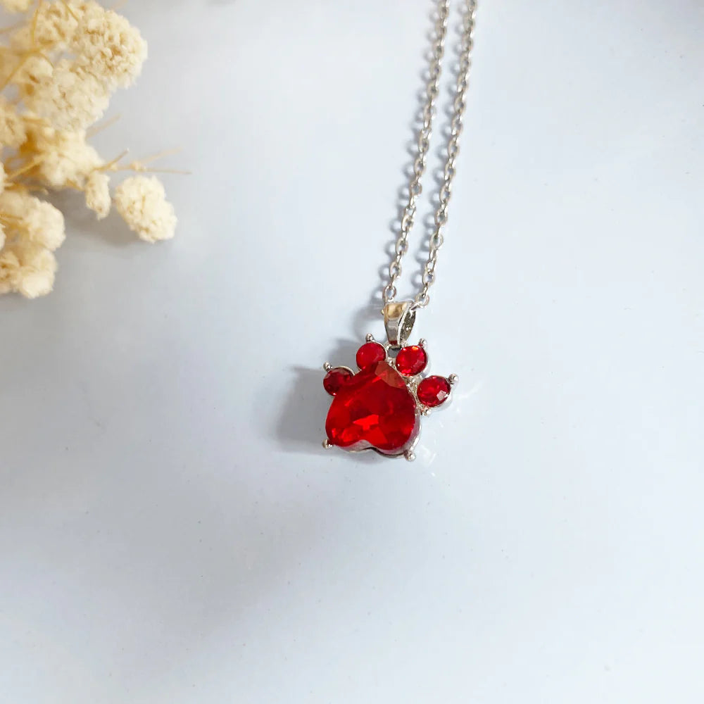 Paw Print Birthstone Necklaces