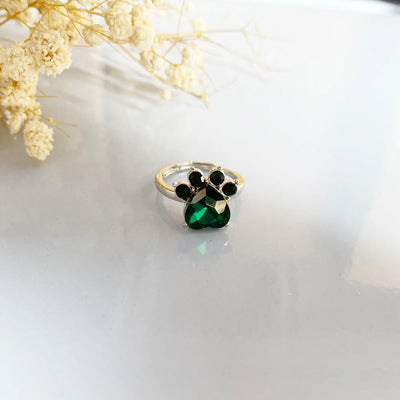Paw Print Birthstone Rings