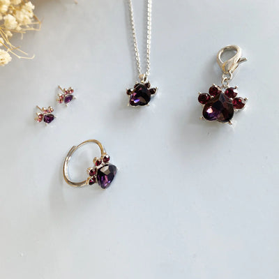 Paw Print Birthstone Jewelry Set