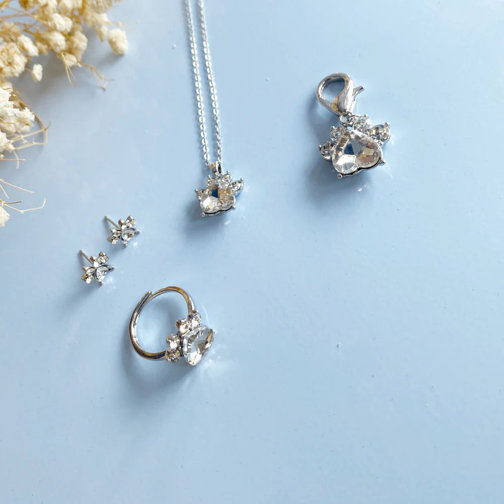 Paw Print Birthstone Jewelry Set