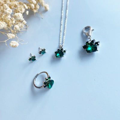 Paw Print Birthstone Jewelry Set
