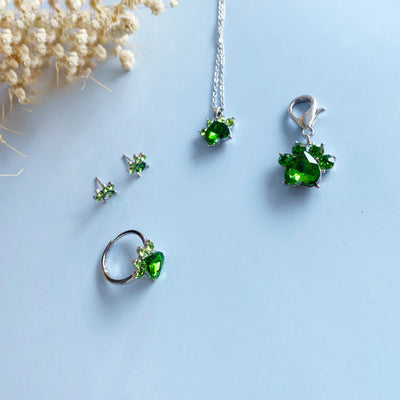 Paw Print Birthstone Jewelry Set