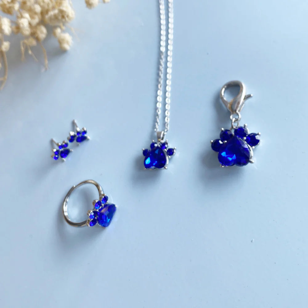 Paw Print Birthstone Jewelry Set