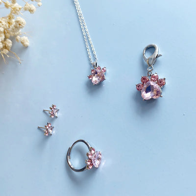 Paw Print Birthstone Jewelry Set