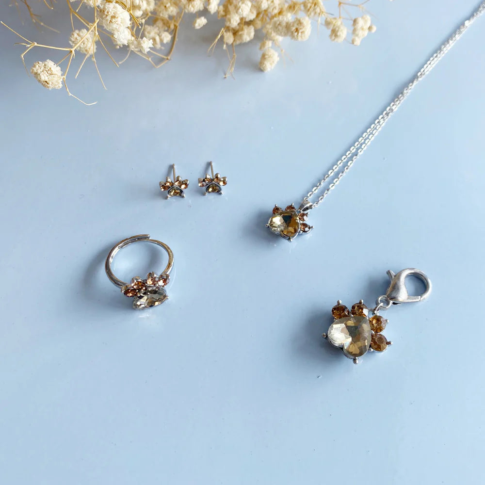 Paw Print Birthstone Jewelry Set