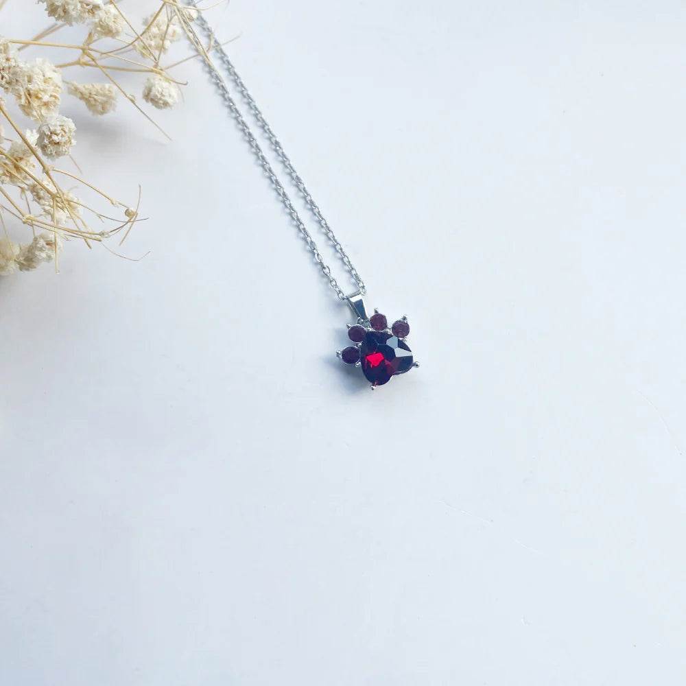 Paw Print Birthstone Necklaces