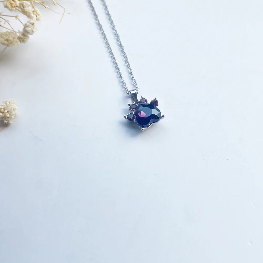 Paw Print Birthstone Necklaces