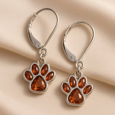 Hanging Paw Birthstone Earrings
