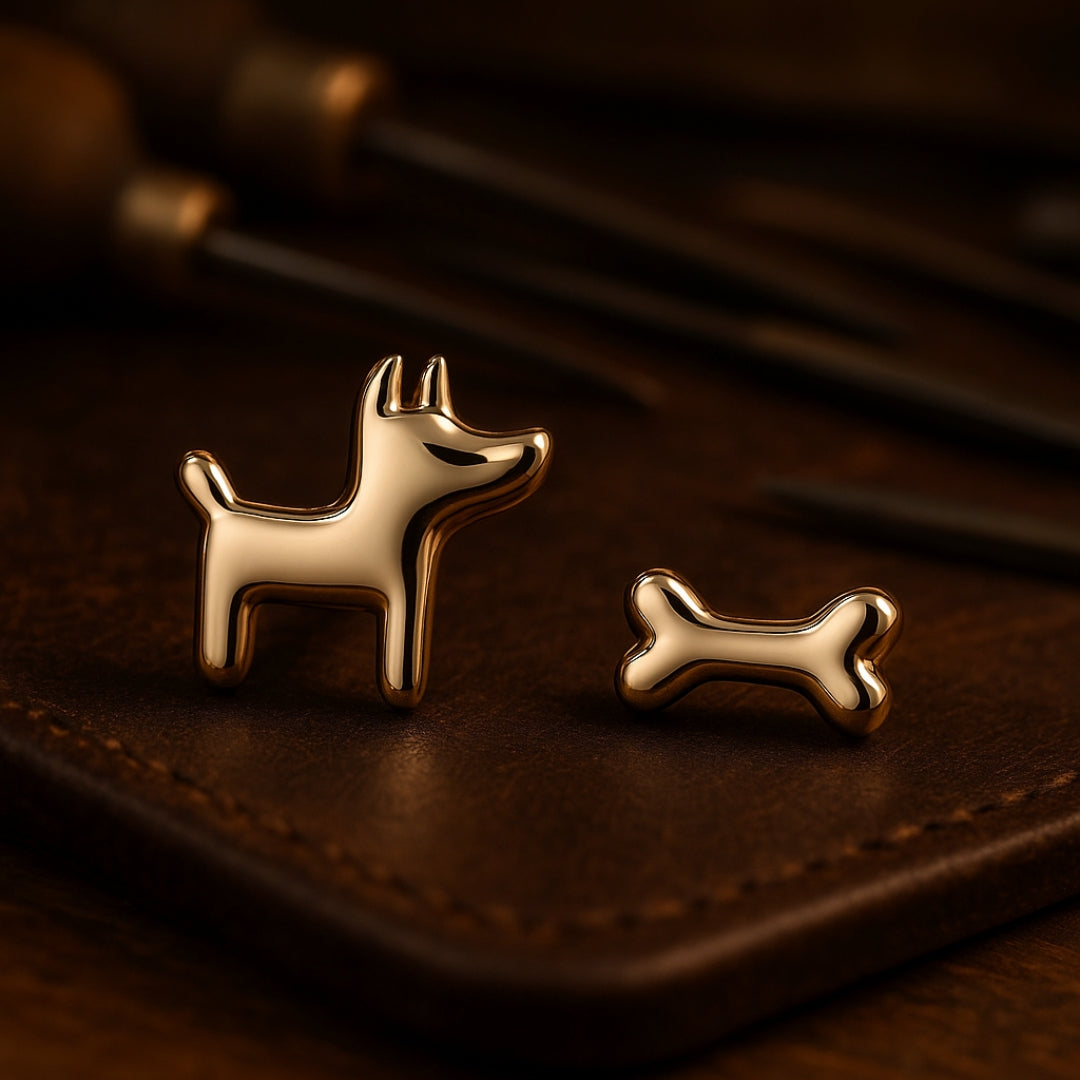 Dog & Bone Stud Earrings
