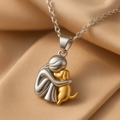 Silver & Gold Hug Dog Necklace