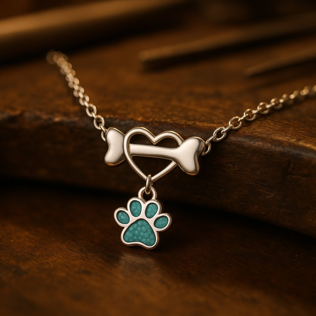 Blue Opal Paw Bone Necklace