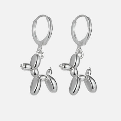 Golden Huggie Hoop Earrings with Balloon Dog Pendant