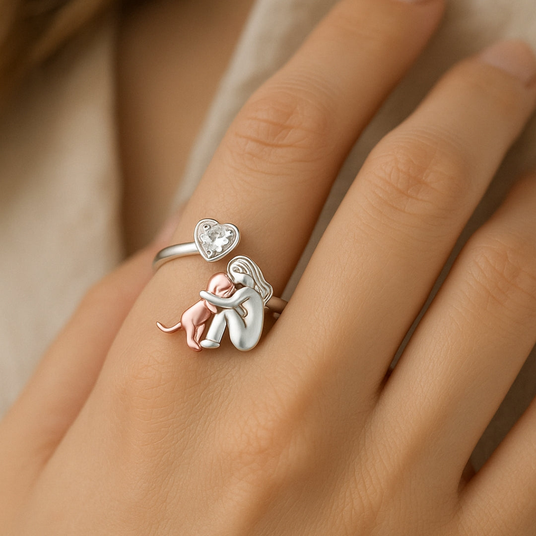 Adjustable Zirconia Dog Hug Ring