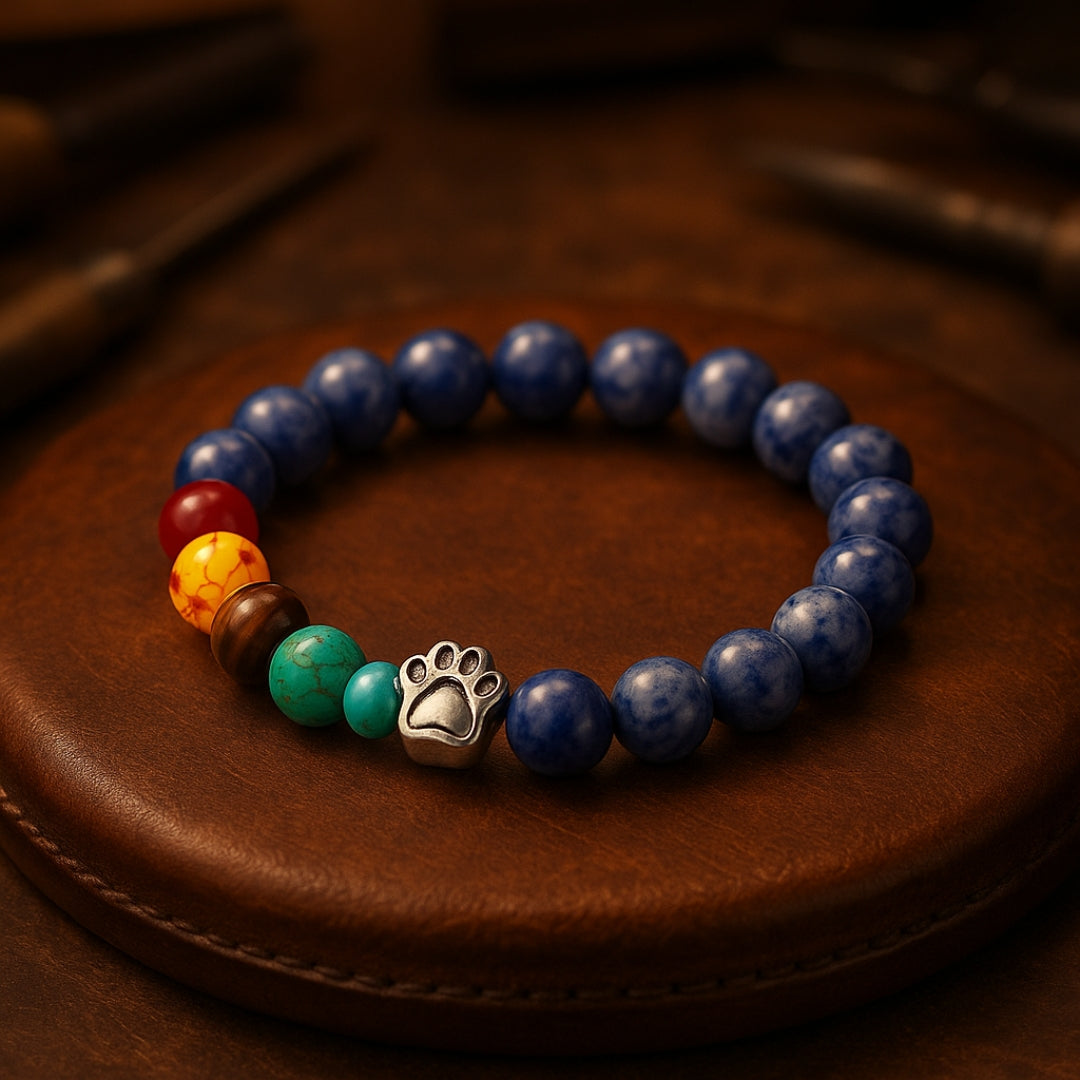 Colorful Stone Heart Paw Necklace