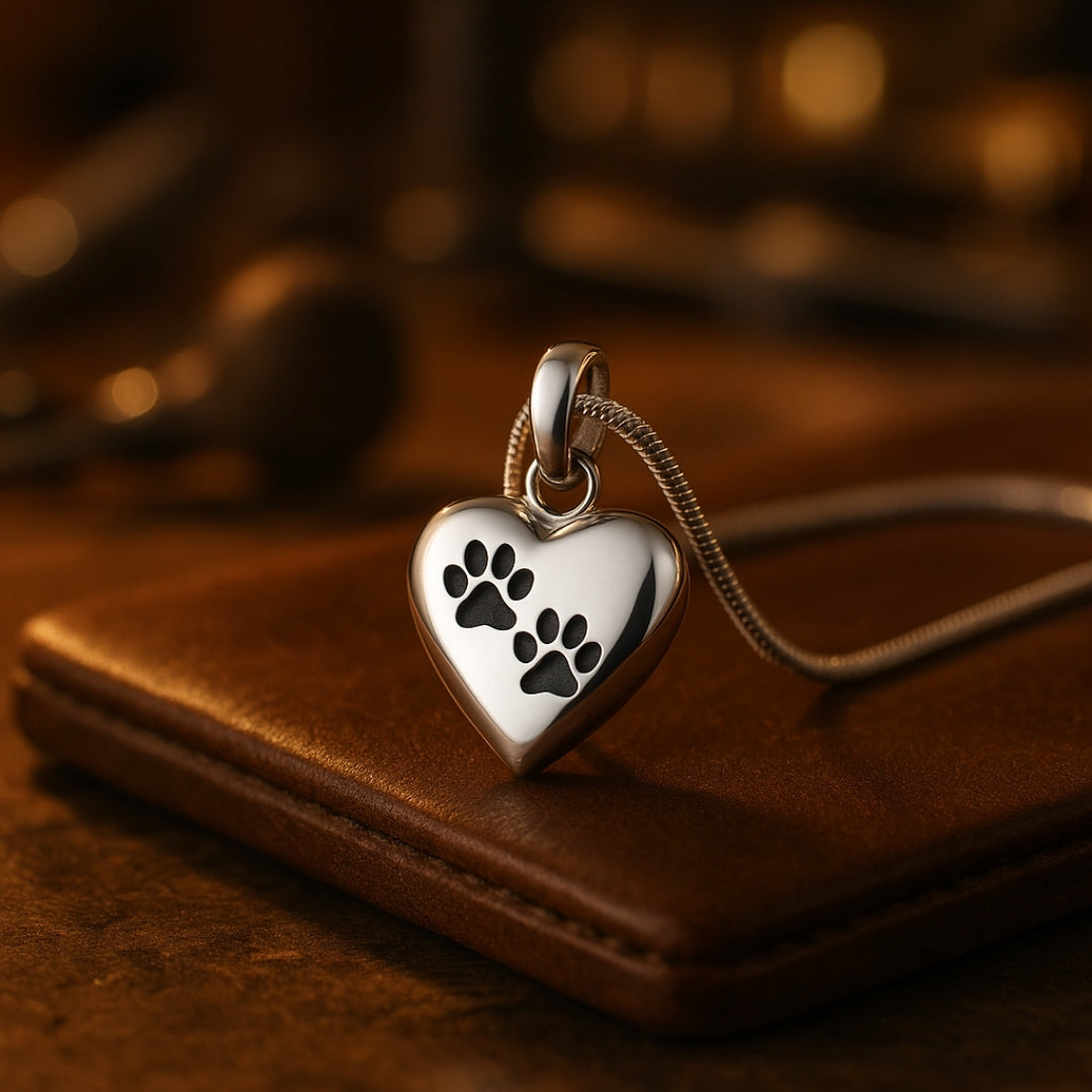 Memorial Heart Paw Necklace