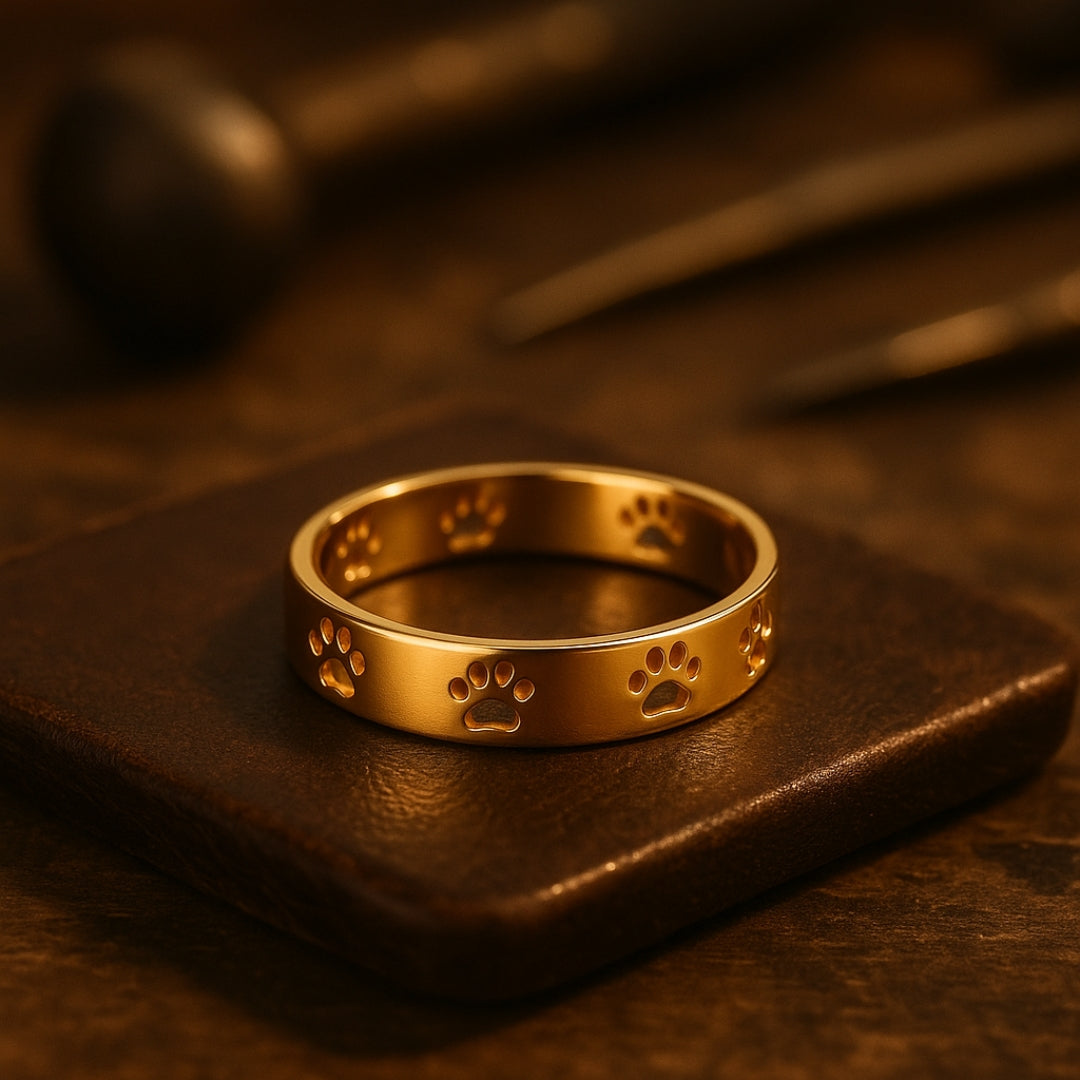 Paw Print ring in Gold Made of Silver