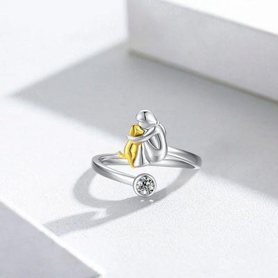 Adjustable Golden Zirconia Dog Hug Ring