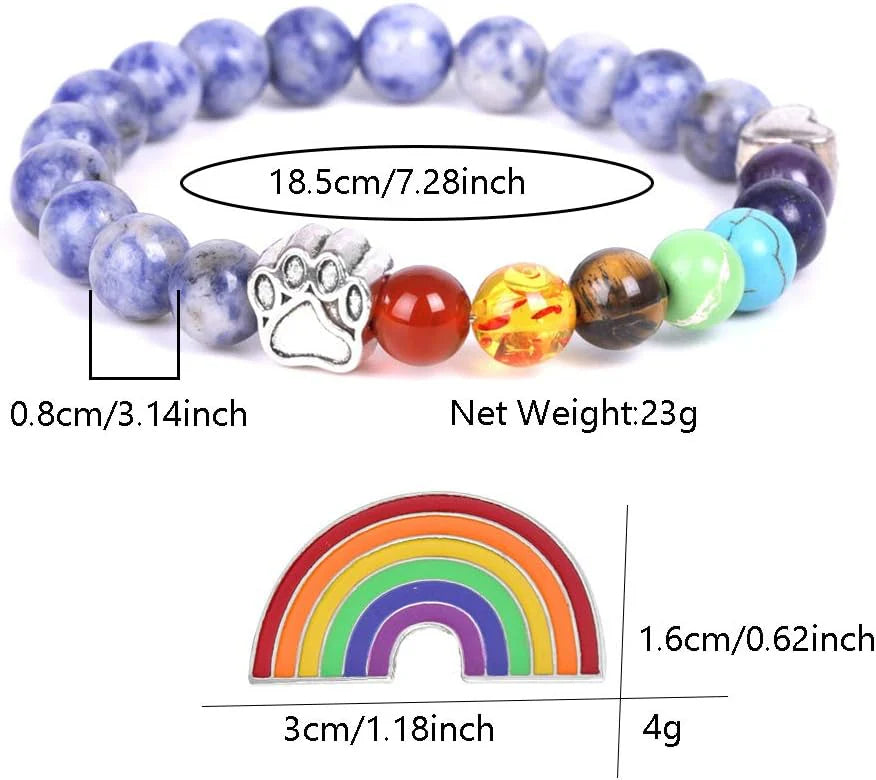 Colorful Stone Heart Paw Necklace