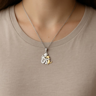Silver & Gold Hug Dog Necklace