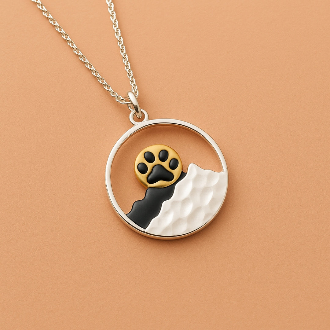 Paw Sunrise Mountain Necklace