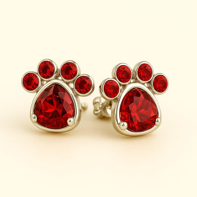 Paw Print Birthstone Earrings