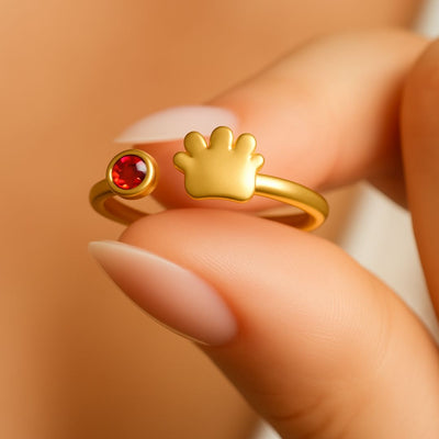 Gold Paw Birthstone Rings