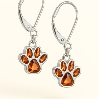 Hanging Paw Birthstone Earrings