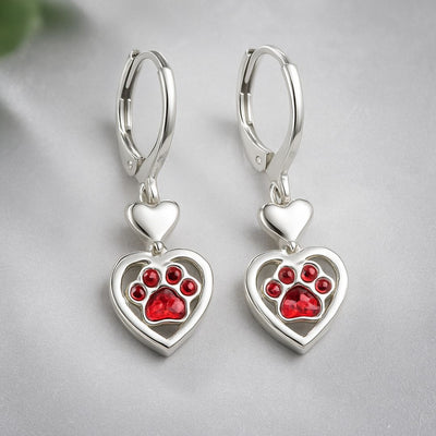 Paw Heart Birthstone Earrings