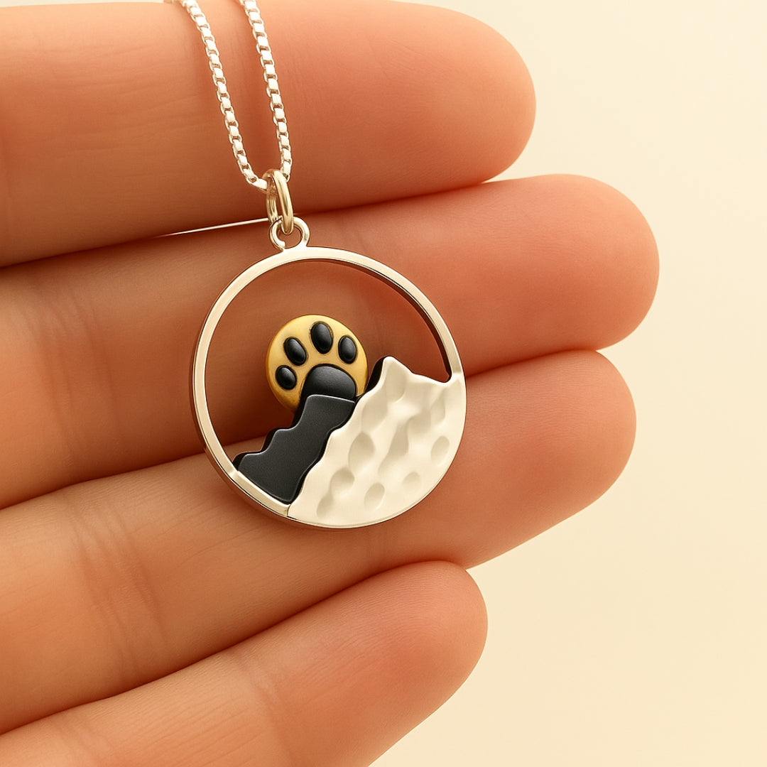 Paw Sunrise Mountain Necklace