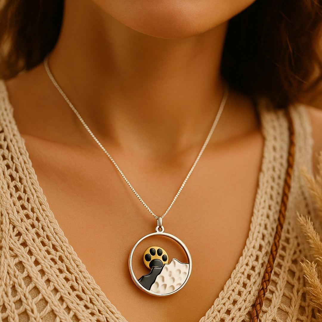 Paw Sunrise Mountain Necklace