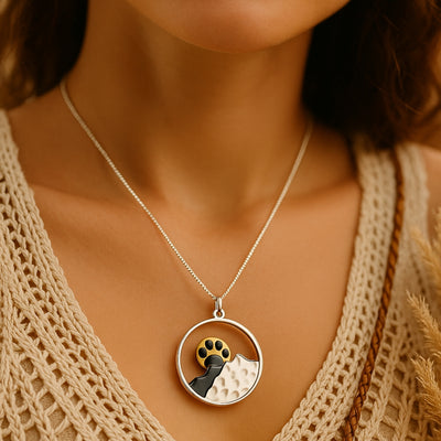 Paw Sunrise Mountain Necklace