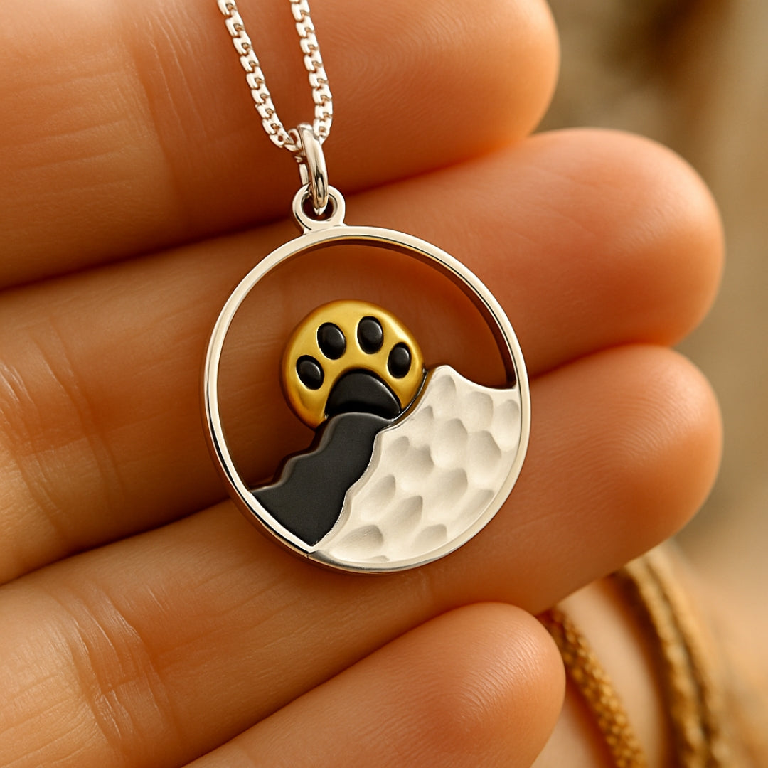 Paw Sunrise Mountain Necklace