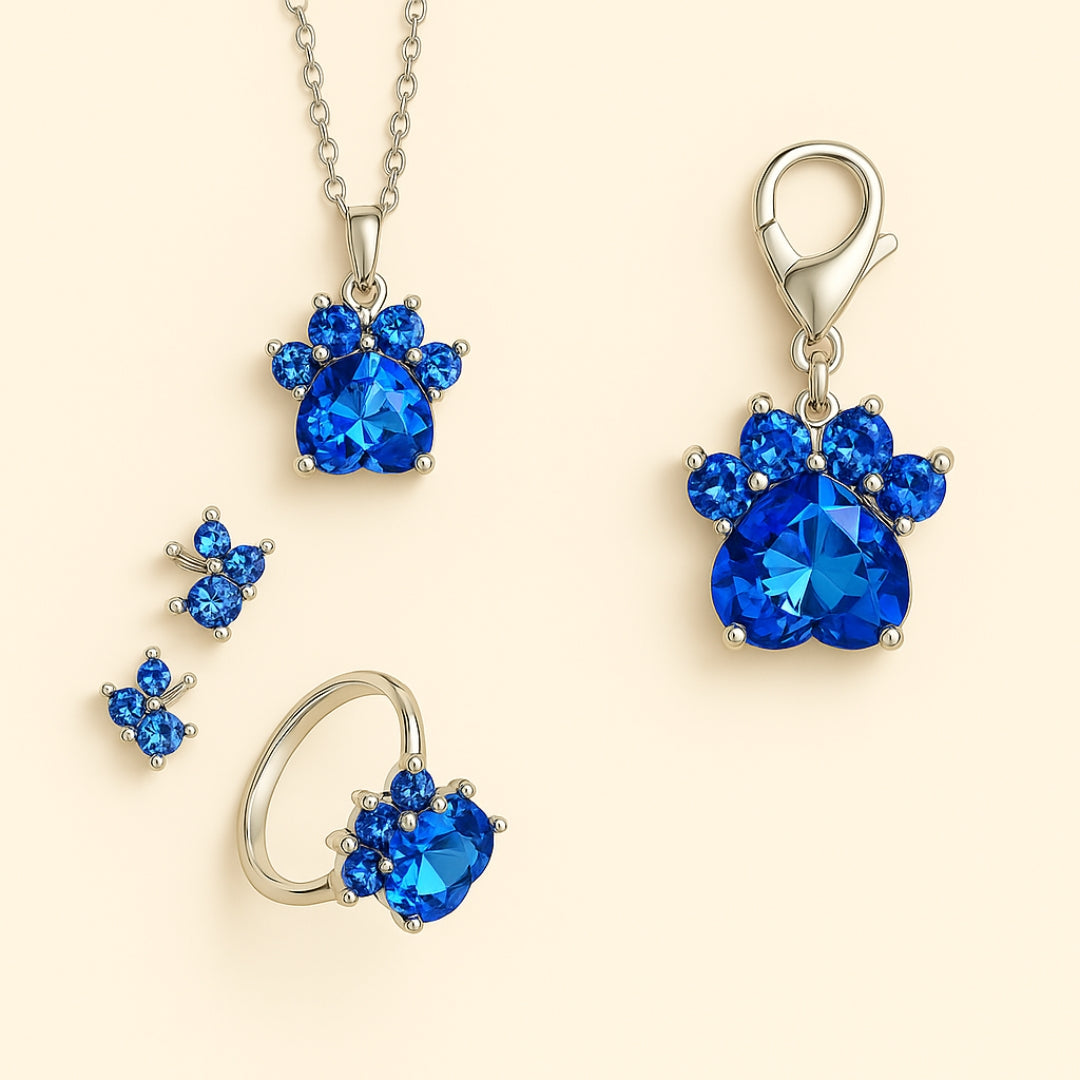Paw Print Birthstone Jewelry Set
