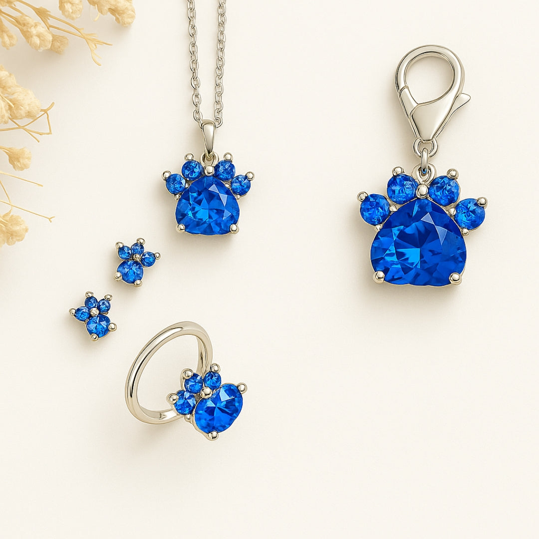 Paw Print Birthstone Jewelry Set