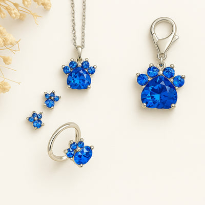 Paw Print Birthstone Jewelry Set