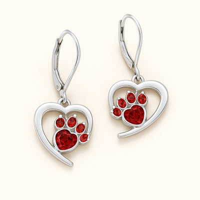 Heart Paw Birthstone Earrings