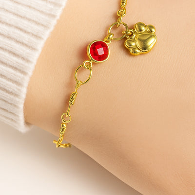 Gold Paw Birthstone Bracelets
