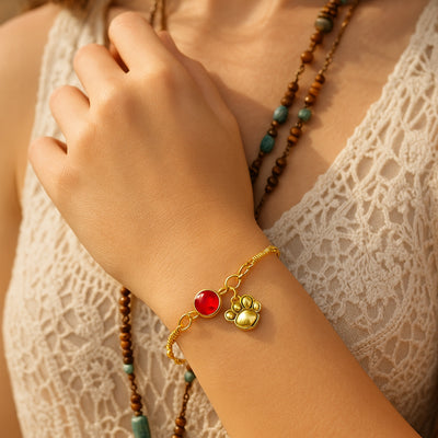 Gold Paw Birthstone Bracelets