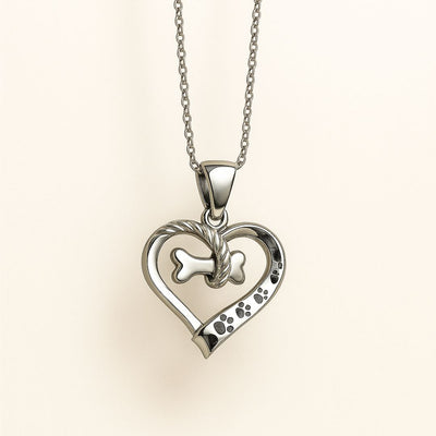 Bone Heart Paw Necklace