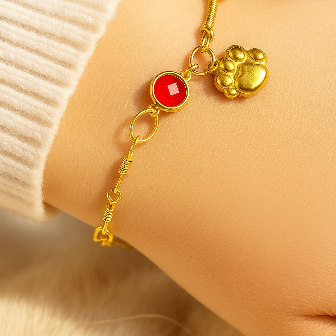 Gold Paw Birthstone Bracelets