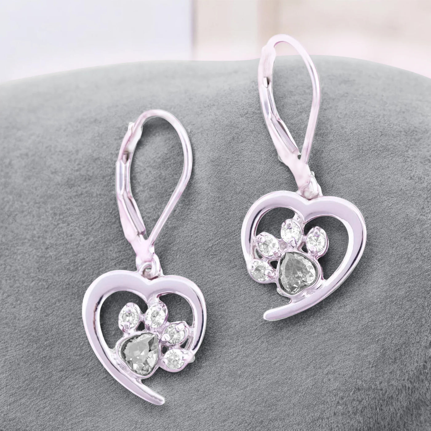 Heart Paw Birthstone Earrings